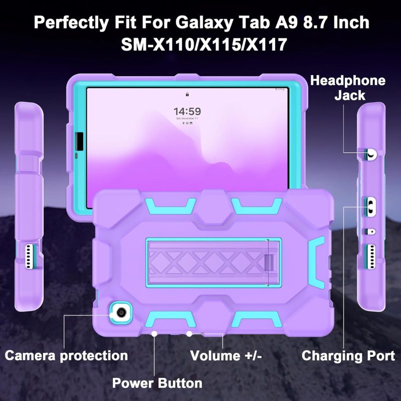 CCMAO Case for Samsung Galaxy Tab A9 Case 8.7 Inch 2023 Model Heavy Duty Shockproof Hybrid Three Layer Protective Cover with Kickstand for Samsung A9 Tablet 8.7 - Image 4