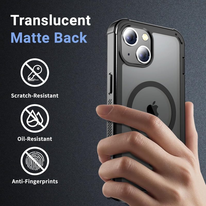 MAGNETIC for iPhone 14 Case  2-Layer Durable Bumper Phone Case 6.1''-Black - Image 5