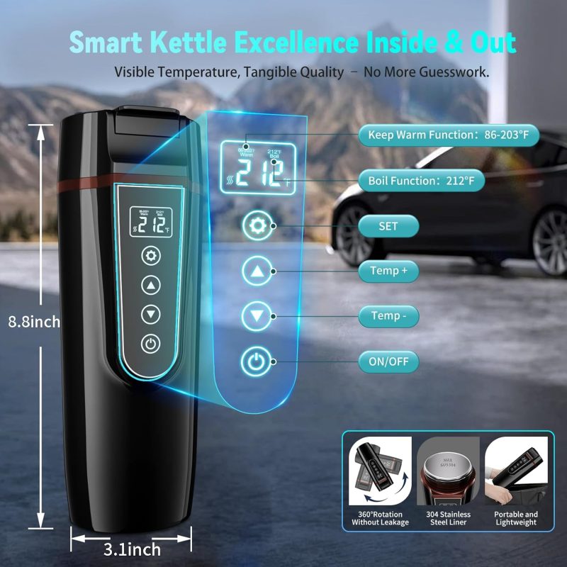 Car Electric Kettle For Travel : Fvpe 12V/24V Small Electric Water Kettle - Image 4