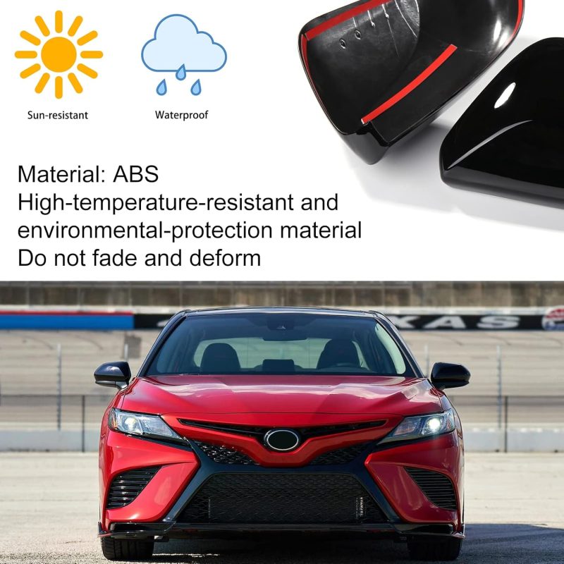 Cke Compatible With Toyota Camry 2025 2024 2023 2022 2021 2020 2019 2018 Accessories Car Exterior Door Side Rearview Mirror Guard Cover Trim Caps -Glossy Black - Image 4