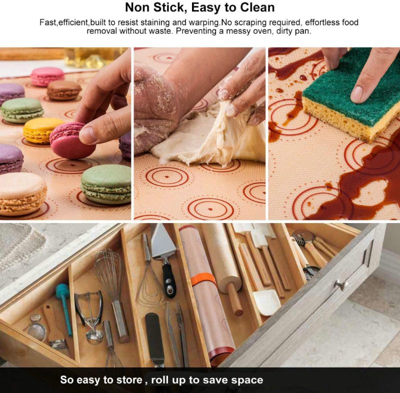 Angadona Macaron Silicone Baking Mats Kit (16Pcs Set) Macaroon Baking Mat Set Of 2 Half Sheet Macaron Silicone Mat Nonstick Macaron Mat Sheet - Image 3