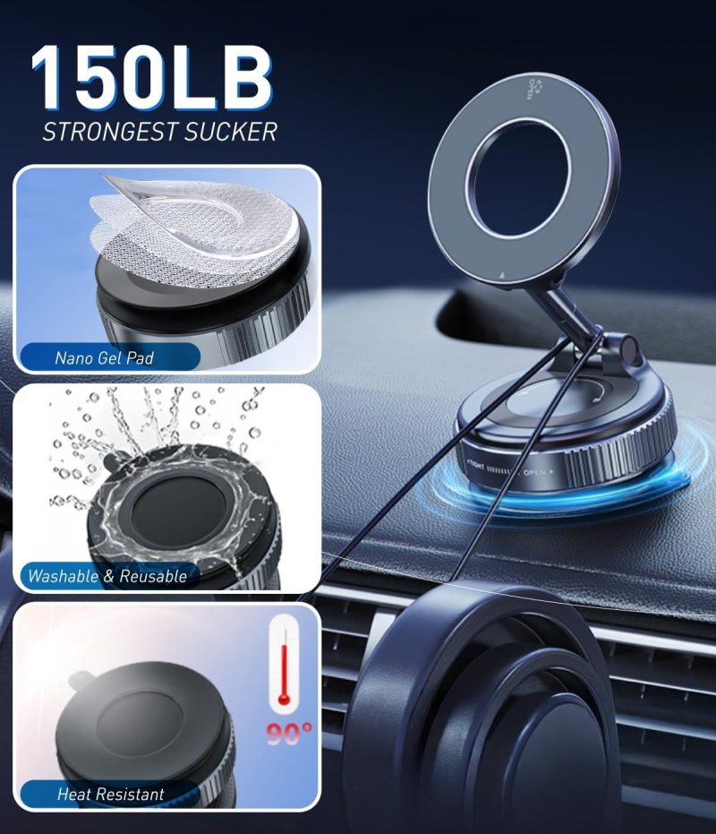 Magnetic Suction Cup Phone Mount For Magsafe - Image 3