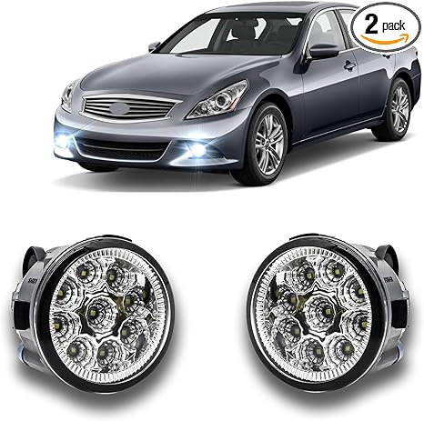 Led Fog Light For Infiniti G37 2010-2013 - Pair Bumper Driving Lamp Replacement Assemblies