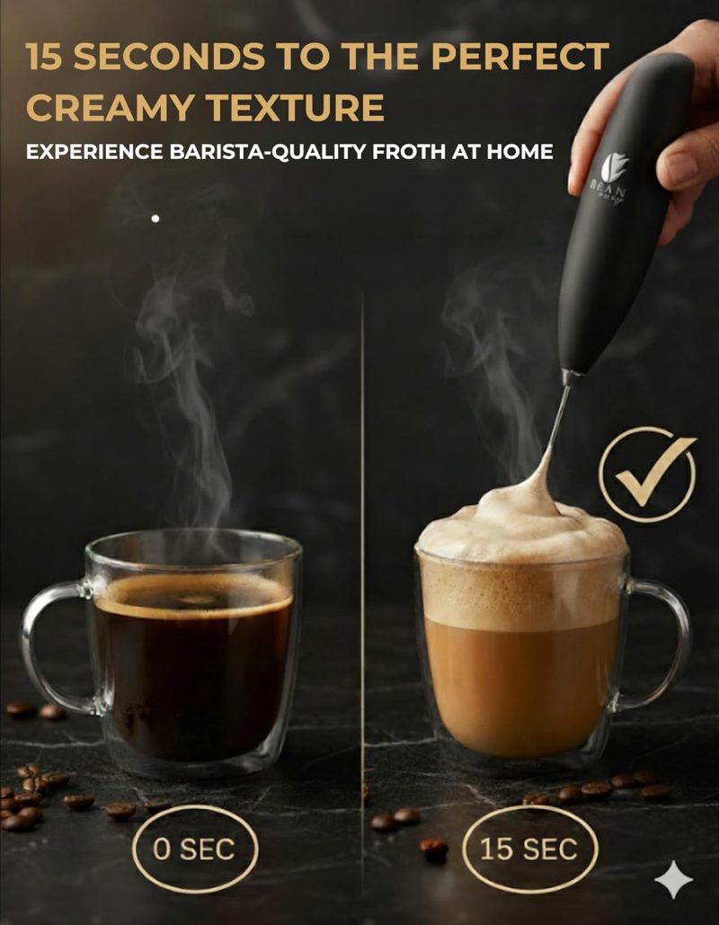 Bean Envy Milk Frother Handheld For Coffee - Mini Drink Mixer Whisk & Coffee Foamer Wand With Stand For Lattes - Image 3