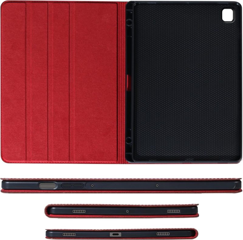 2023 for Samsung Galaxy Tab A9 8.7 inch Case with S Pen Holder 2023 Model(SM-X110/X115/X117) Genuine Leather Cover Protective Shell.Red - Image 5