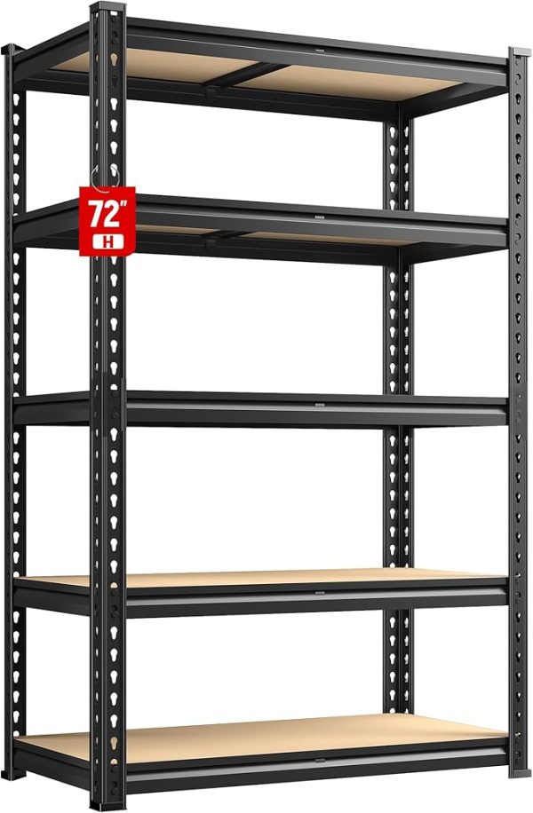 Reibii 2020Lbs Storage Shelves 5 Tier Garage Shelving Heavy Duty Adjustable Garage Shelves