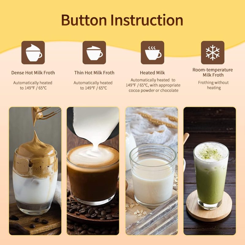 4 In 1 Electric Milk Frother: 10Oz/350 Ml Large Capacity Electric Milk Steamer For Hot And Cold Milk Froth - Automatic Milk Frother & Warmer For Latte - Image 5
