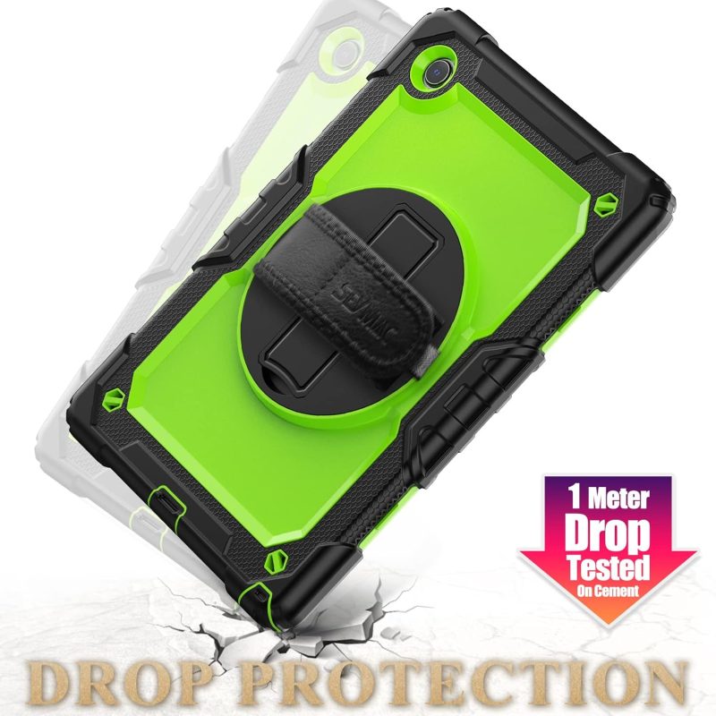 SEYMAC stock Case for Samsung Galaxy Tab A9+ Plus 11'' Full-Body Drop Protection Case with Screen Protector Pencil Holder [360° Rotating Hand Strap] &Stand Green+Black - Image 6