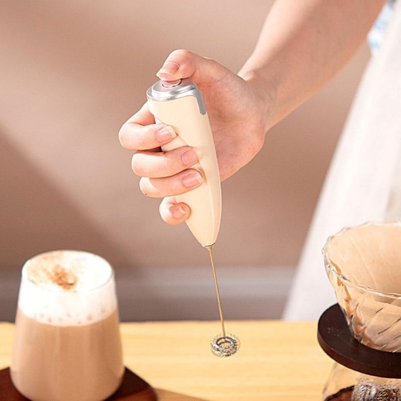 Milk Frother Wand Multifunctional Portable Handheld Electric Foam Maker For Home And Restaurant (Apricot) - Image 3