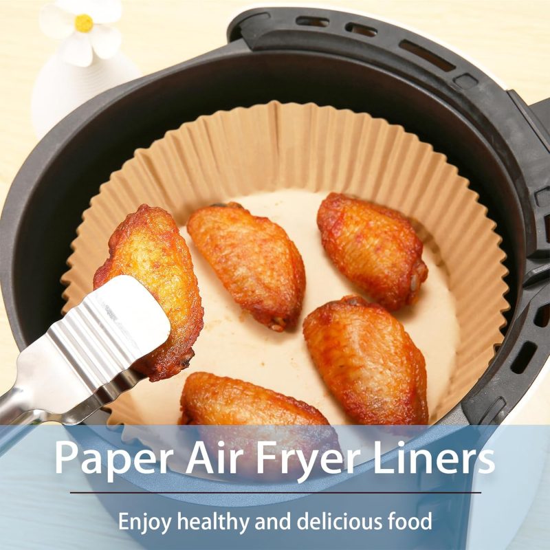 100Pcs Air Fryer Disposable Paper Liners Fit 3-5Qt Non-Stick Air Fryer Parchment Paper Air Frying Roasting Microwave Basket Oil-Proof Resistant Baking Parchment Paper Thick (Round - Image 3