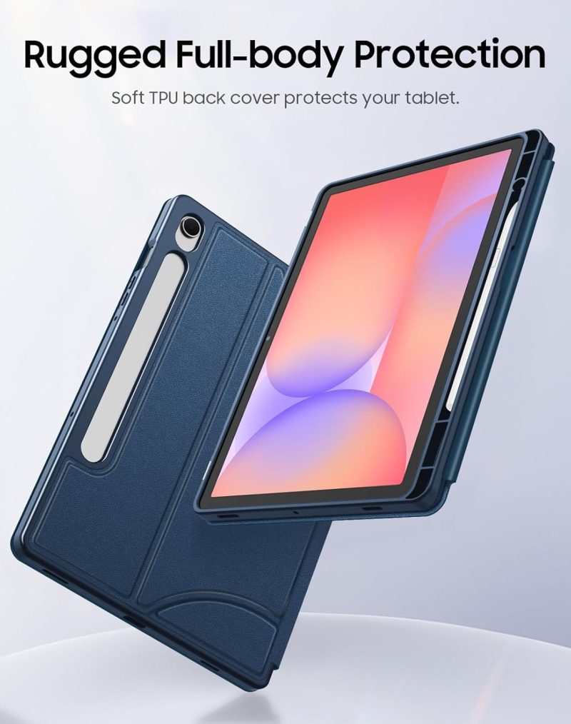 S10 Fintie Magnetic Stand Case for Samsung Galaxy Tab S10 Lite/ S10 FE/ S9 FE 5G 10.9 Inch/Tab S9 11 Inch Multi-Angle Viewing Rugged Soft TPU Back Cover with S Pen Holder Auto Wake/Sleep Navy - Image 6