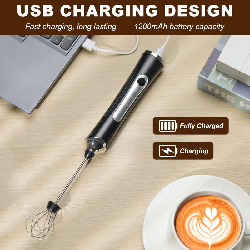 Handheld Electric Milk Frother With 2 Heads - Image 5