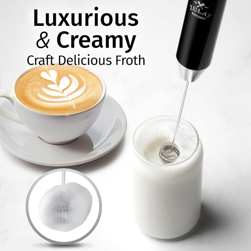 Zulay Kitchen Lux Electric Milk Frother Rechargeable Handheld - Powerful 2-Speed Motor - Image 2
