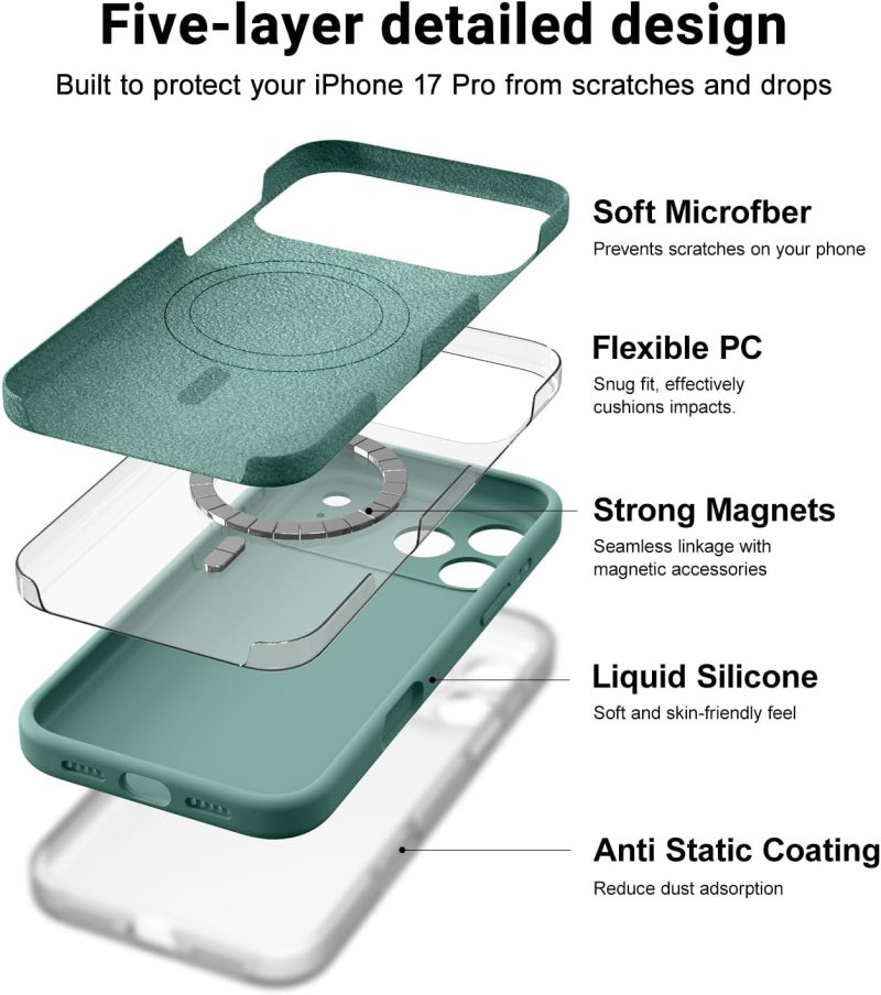 MAGNETIC OTOFLY Magnetic for iPhone 17 Pro CaseCompatible with MagsafeClassic Liquid Silicone Mobile... - Image 4