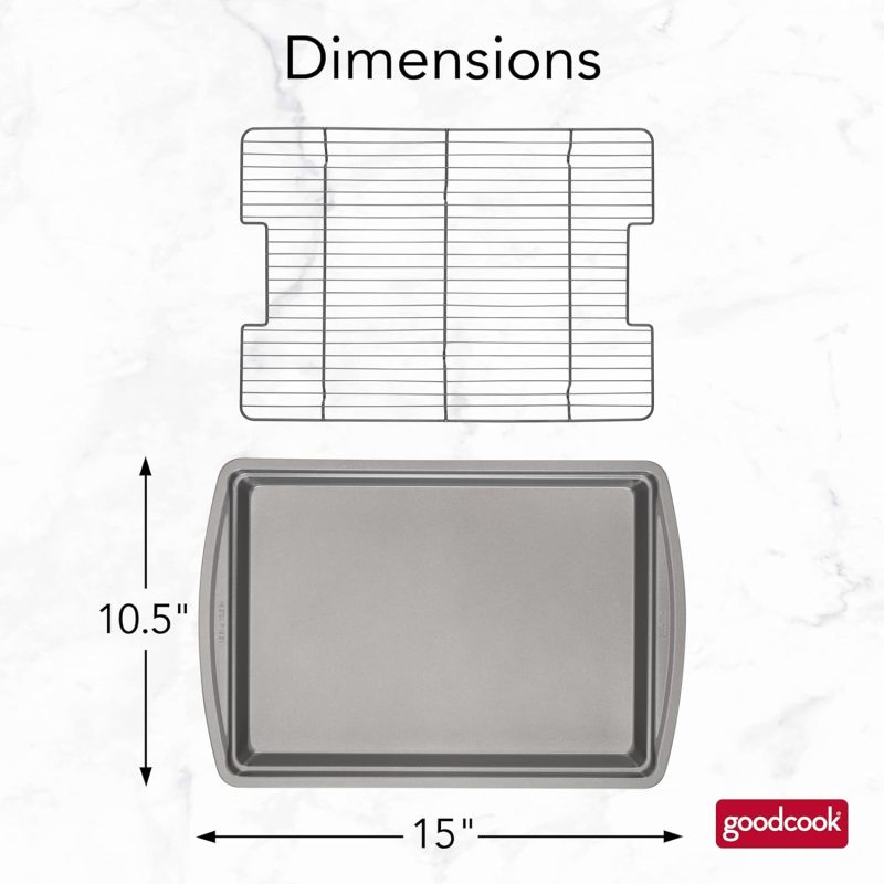 Goodcook 15” X 10.5” Nonstick Carbon Steel Baking Pan & Raised Wire Rack – Pizza Crisper - Image 5