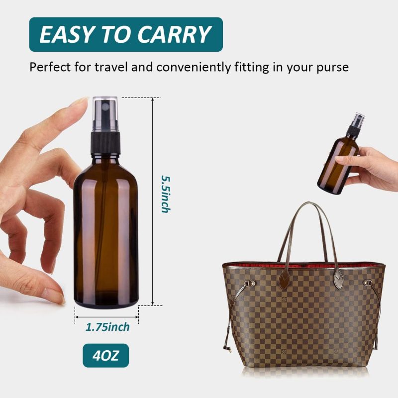 4 Oz Amber Glass Spray Bottles For Essential Oils - Image 4