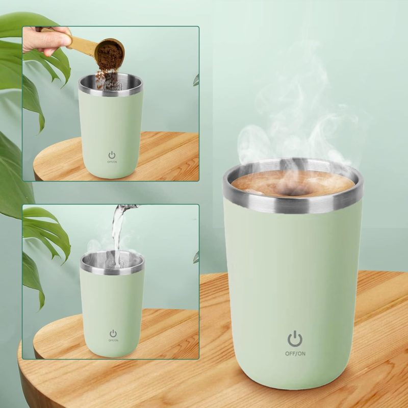 Stainless Steel Cup Electric Coffee Mixing Cups Milk Cup Full Body Stirring Mug Cup Travel - Image 4