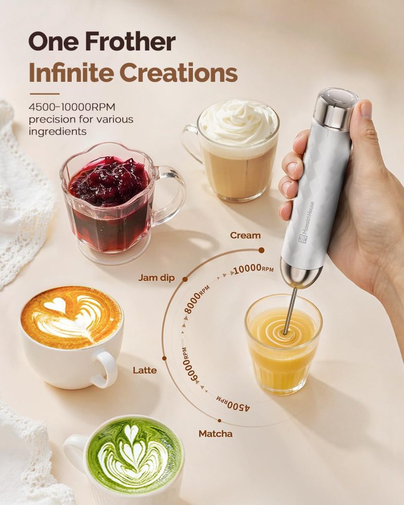 Maestri House Rechargeable Milk Frother With Stepless Speed Control - Image 4
