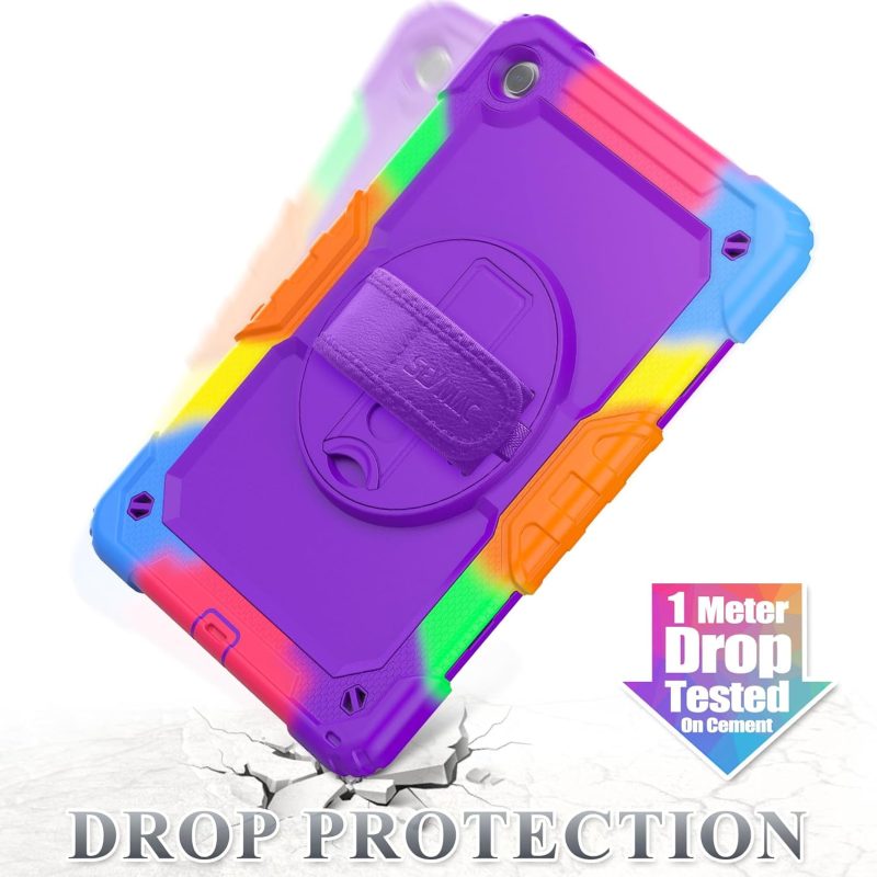 SEYMAC stock Case for Samsung Galaxy Tab A9+ Plus 11'' Full-Body Drop Protection Case with Screen Protector Pencil Holder [360° Rotating Hand Strap] &Stand Purple+Colorful - Image 6