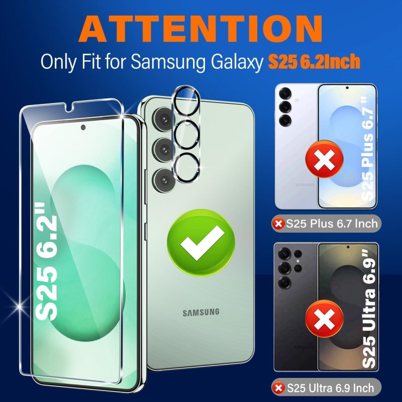 GLASS 3 Pack Glass Screen Protector for Samsung Galaxy S25 + 3 Pack... - Image 2