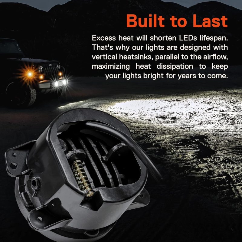 True Mods 4-Inch 60W Led Fog Lights Replacement For 2007-2018 Jeep Wrangler Jk Unlimited Jku Sport S Rubicon Sahara Front Bumper Off-Road Fog Lamp Round Driving Light Bulb Accessories - Image 4