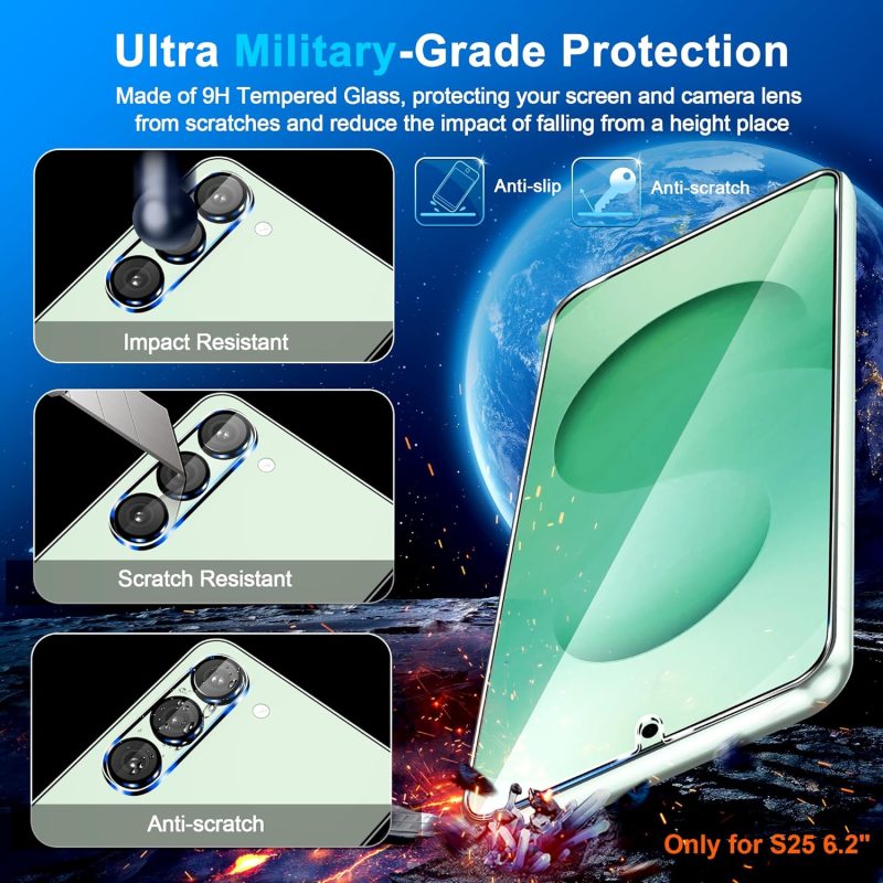 GLASS 3 Pack Glass Screen Protector for Samsung Galaxy S25 + 3 Pack... - Image 5