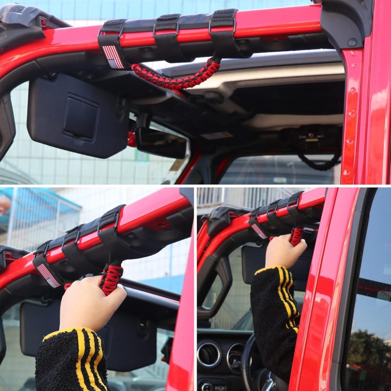 Handles Grab Roll Bar Grab Handles Grip Handle For Jeep Wrangler Accessories Tj Jk Jl Gladiator Jt Utv Atv - Upgrade Metal Buckle - Image 6