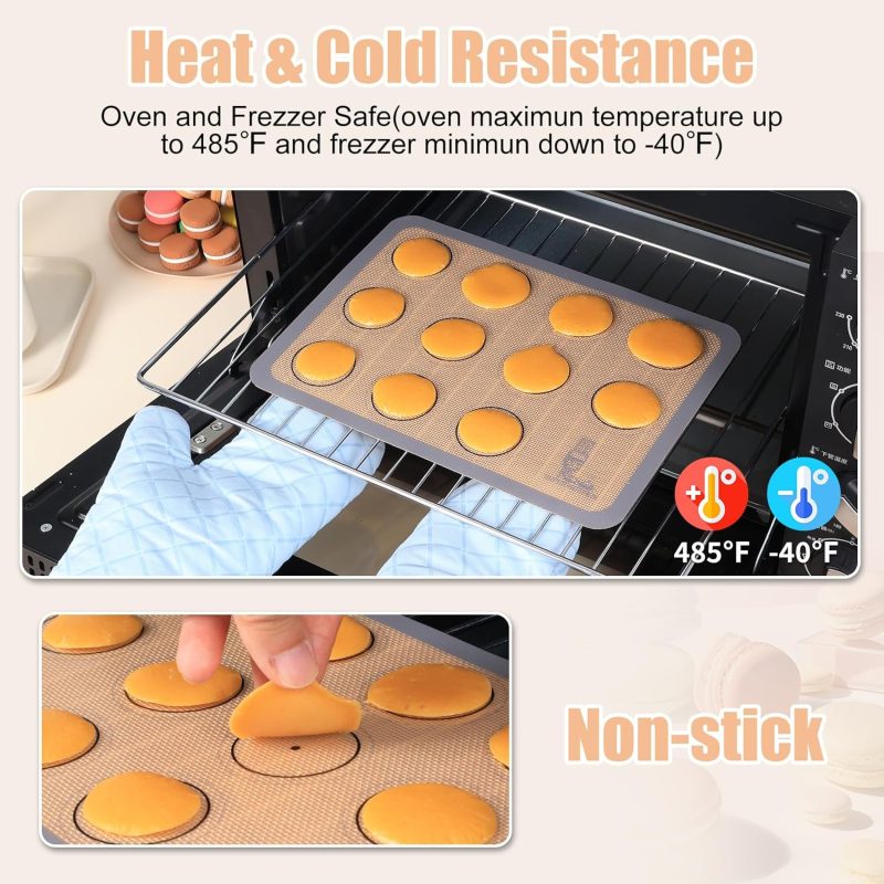 Silicone Baking Mat Macaron - Set Of 3 (2 Half Sheet Liners And 1 Quarter Sheet) - Image 5