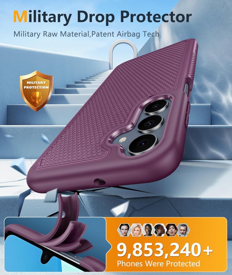 FNTCASE for Samsung Galaxy A16-5G Case: Dual Layer Protective Heavy Duty Cell Phone Cover with Non Slip Textured Back - Shockproof Rugged Military Grade Drop Protection Bumper Tough (Burgundy Purple) - Image 5