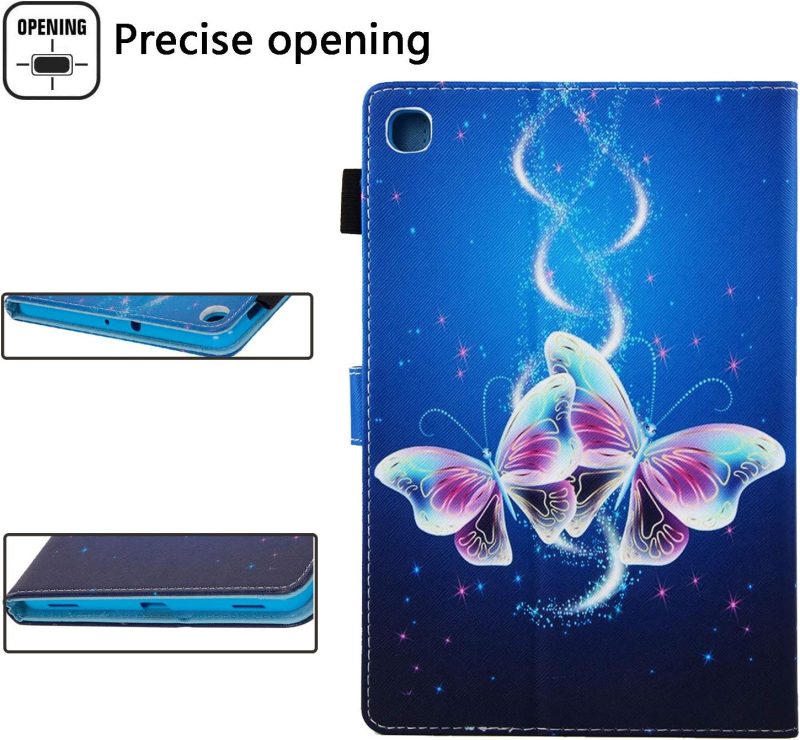 2019 for Samsung Galaxy Tab A 10.1 inch Tablet Case 2019 Model (SM-T510/T515/T517) Stand Folio Cover with Pencil Holder/Card Slots/Pockets/Magnetic PU Leather Wallet Shell Bling Purple Butterfly - Image 4