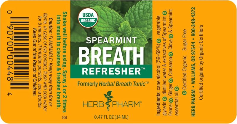 Herb Pharm Breath Refresher Certified Organic Herbal Fresh Breath Spray With Spearmint Essential Oil - 1/2 Ounce - Image 5