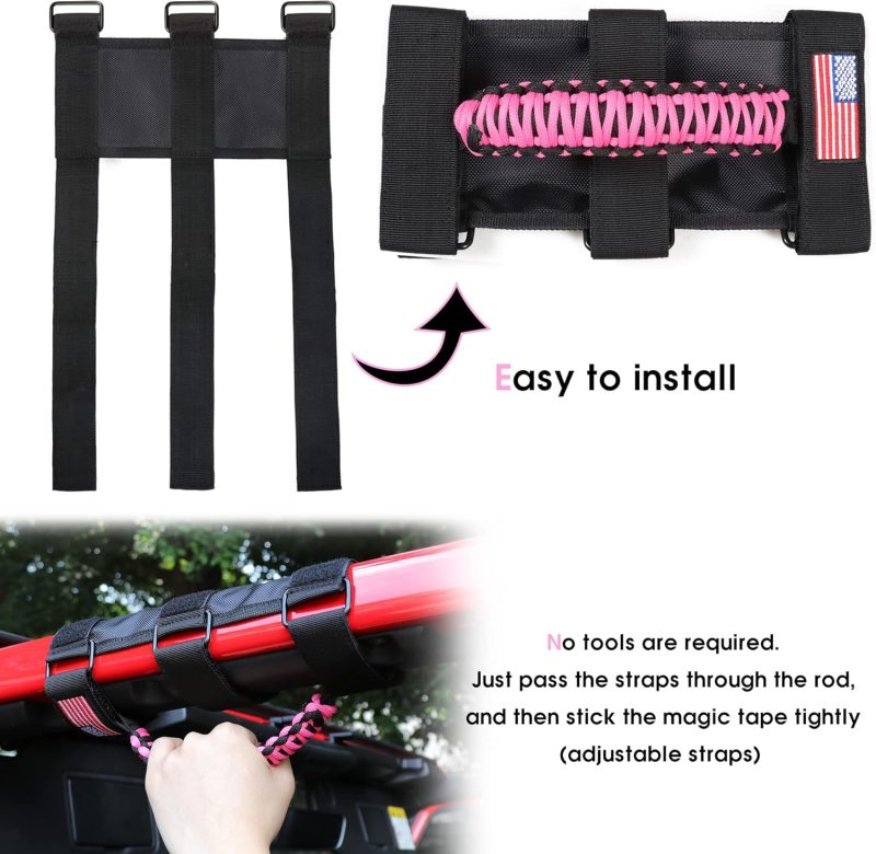 Handles Grab Roll Bar Grab Handles Grip Handle For Jeep Wrangler Accessories Tj Jk Jl Gladiator Jt Utv Atv - Upgrade Metal Buckle - Image 5