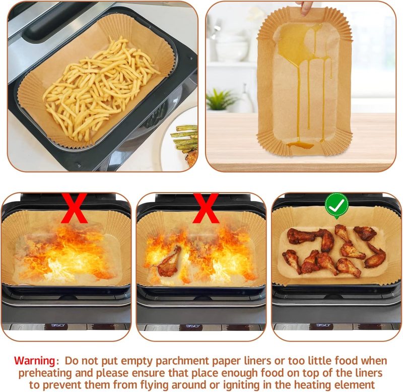 Ninja Smart Xl Air Fryer Liners - 120 Pcs Disposable Parchment Paper Rectangular For Ninja Foodi Air Fryer Accessories - Image 4