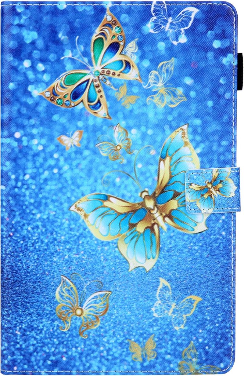 2019 for Samsung Galaxy Tab A 10.1 inch Case 2019 Model (SM-T510/T515/T517) with Stand/Pencil Holder/Card Slots/Magnetic/Folding Folio Slim PU Leather Soft TPU Back Shockproof CoverGold Butterfly - Image 3
