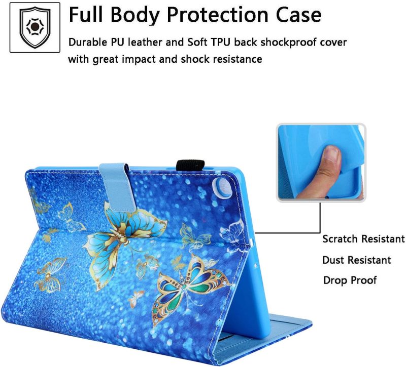 2019 for Samsung Galaxy Tab A 10.1 inch Case 2019 Model (SM-T510/T515/T517) with Stand/Pencil Holder/Card Slots/Magnetic/Folding Folio Slim PU Leather Soft TPU Back Shockproof CoverGold Butterfly - Image 4