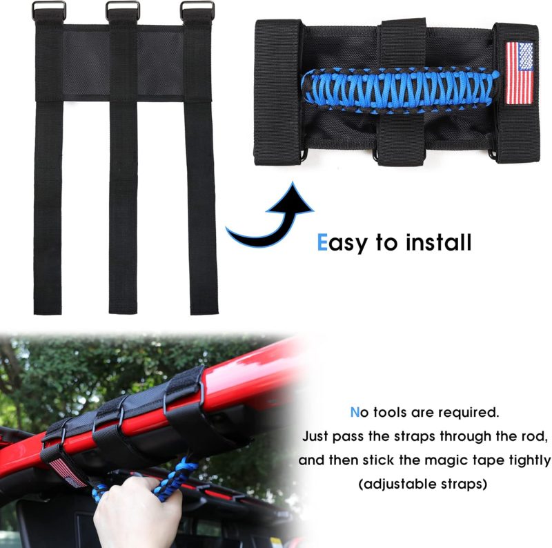 Handles Grab Roll Bar Grab Handles Grip Handle For Jeep Wrangler Accessories Tj Jk Jl Gladiator Jt Utv Atv - Upgrade Metal Buckle - Image 5