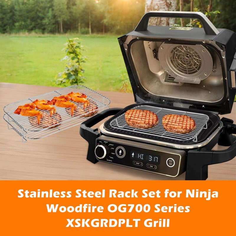 2Pcs Stainless Steel Rack Set For Ninja Woodfire Outdoor Grill And Smoker - Image 3
