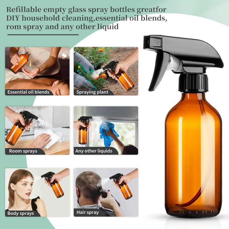 8Oz Amber Glass Spray Bottles - Image 4