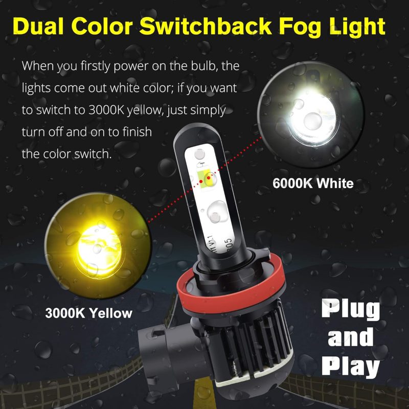 Alla Lighting Py20D 9145 H10 Swithback Led Fog Lights Bulbs - Image 3