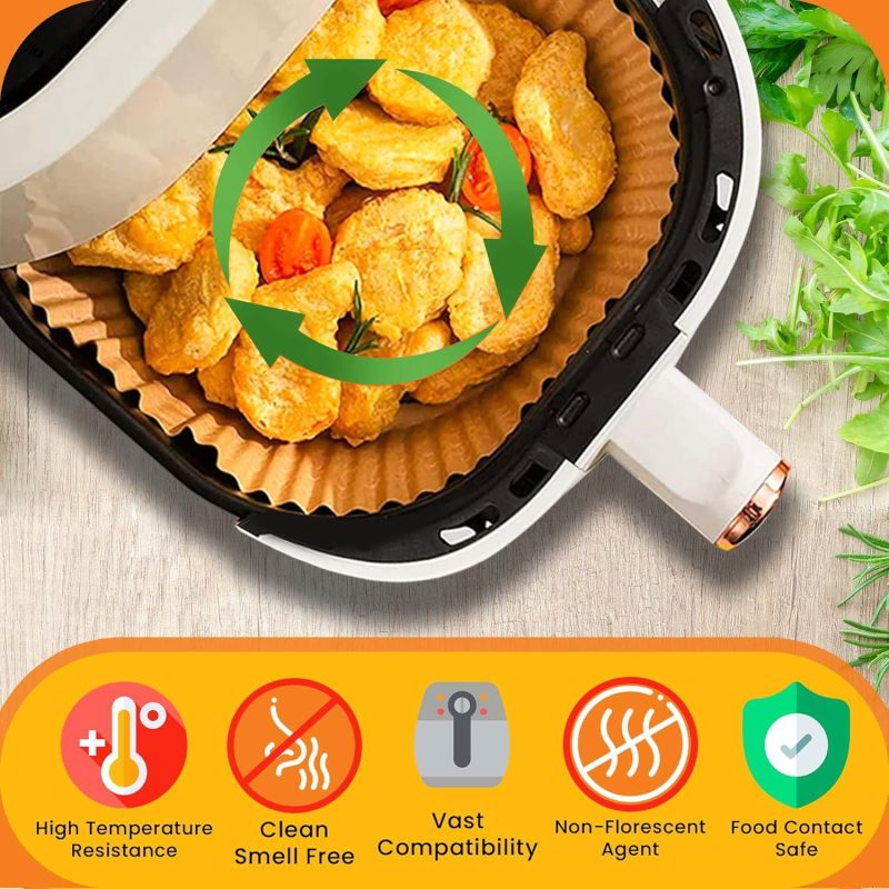 6.5-Inch Square Air Fryer Paper Liners 125Pcs For Easy Cleanup - Non-Stick - Image 2