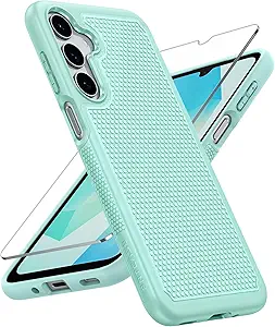 FNTCASE for Samsung Galaxy A16-5G Case: Dual Layer Protective Heavy Duty Cell Phone Cover with Non Slip Textured Back - Shockproof Rugged Military Grade Drop Protection Bumper Tough (Mint Green)