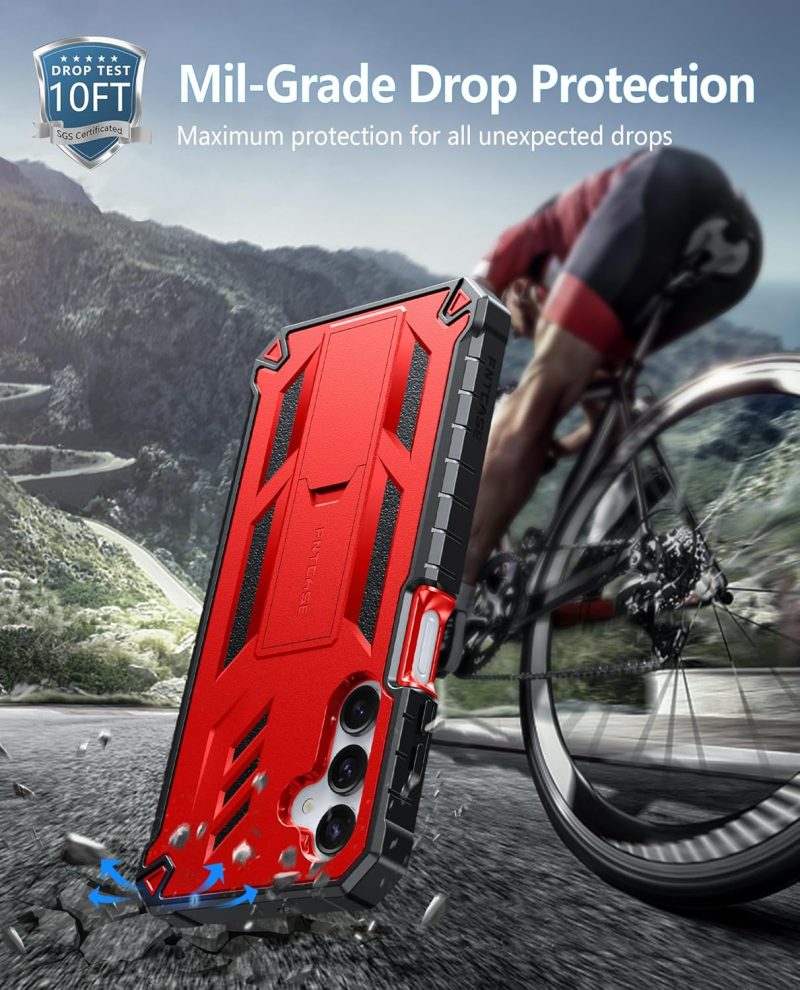 FNTCASE Hybrid Protective Case for Galaxy A16-5G - Red - Image 5