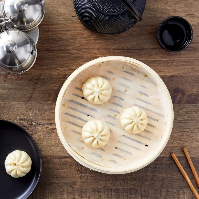 Juvale Disposable Air Fryer Liners - 10-Inch Round White 100-Pack - Perforated Parchment Paper Sheets For Dumplings - Image 3