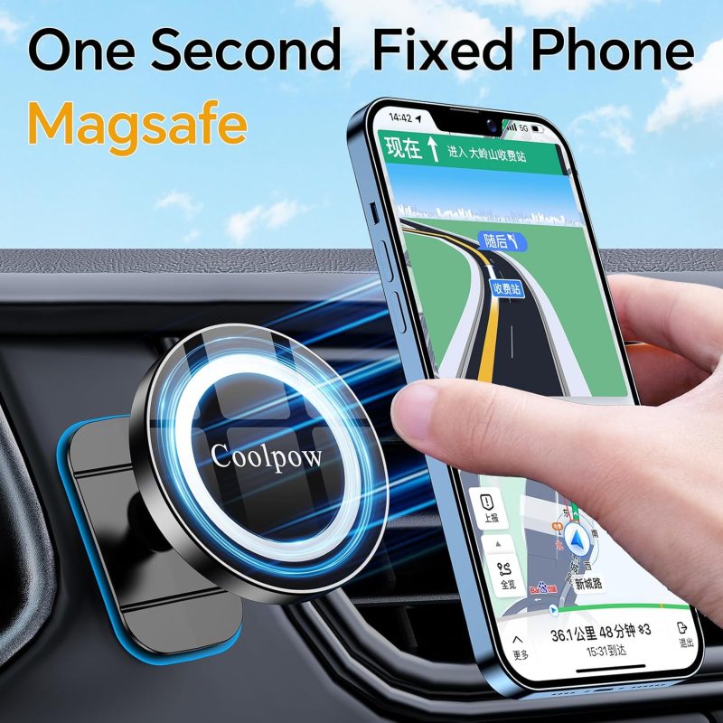 For Iphone Magsafe Car Mount Dashboard【Stronger Magnets】 Magnetic Phone Holder For Car Dash【Hands Free 】 Magsafe Car Holder For Car Fit Iphone 15 14 13 12 Pro Max Plus Mini Mag Safe Case &Cell Phone - Image 3