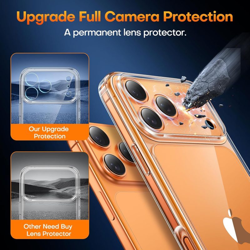 TAURI for iPhone 17 Pro Max Case, Full Camera Protection with Screen Protector, Anti-Yellowing Military-Grade Protection Shockproof Slim Phone Case for iPhone 17 ProMax, Clear - Image 4