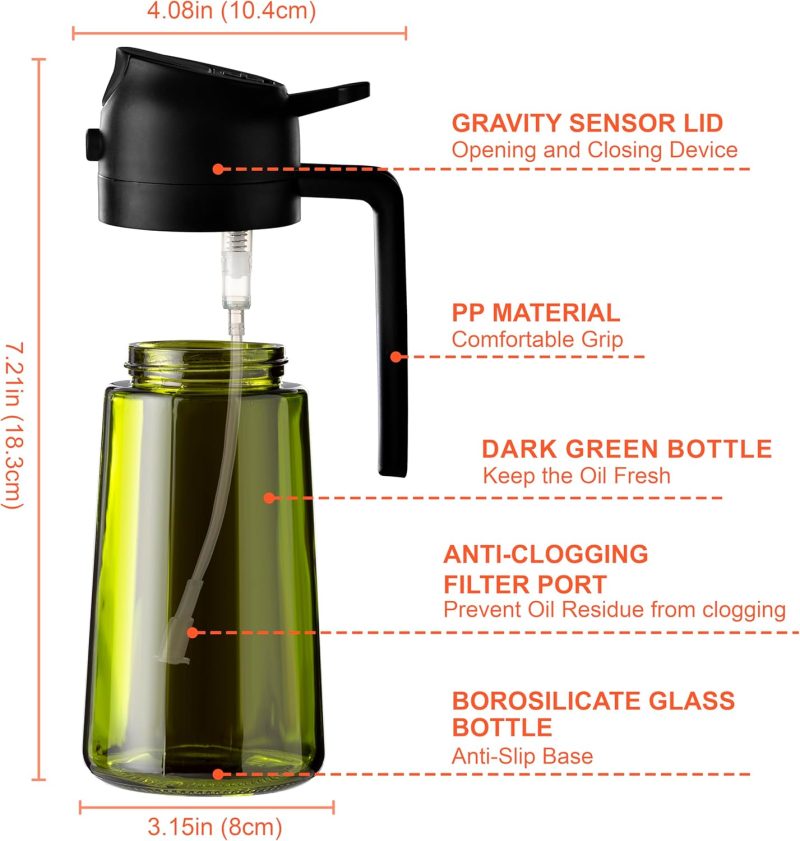 Cxinyi - 16Oz/470Ml Olive Oil Dispenser For Kitchen With Stickers - 2 In 1 Olive Oil Sprayer For Cooking - Image 6