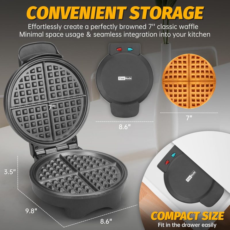 7 Inches Round Classic Waffle Maker Machine - Image 3
