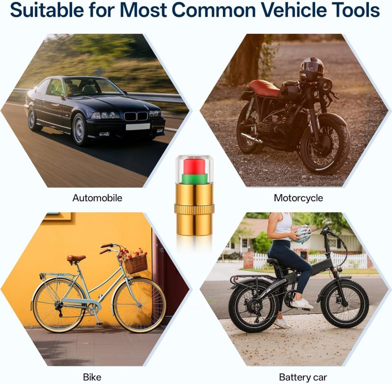12Pcs Car Tire Pressure Monitor Valve Stem Caps 3-Color Tire Pressure Caps Alarm Tires Indicator Sensor Indicator Universal Valve Stem Cap For Cars - Image 6