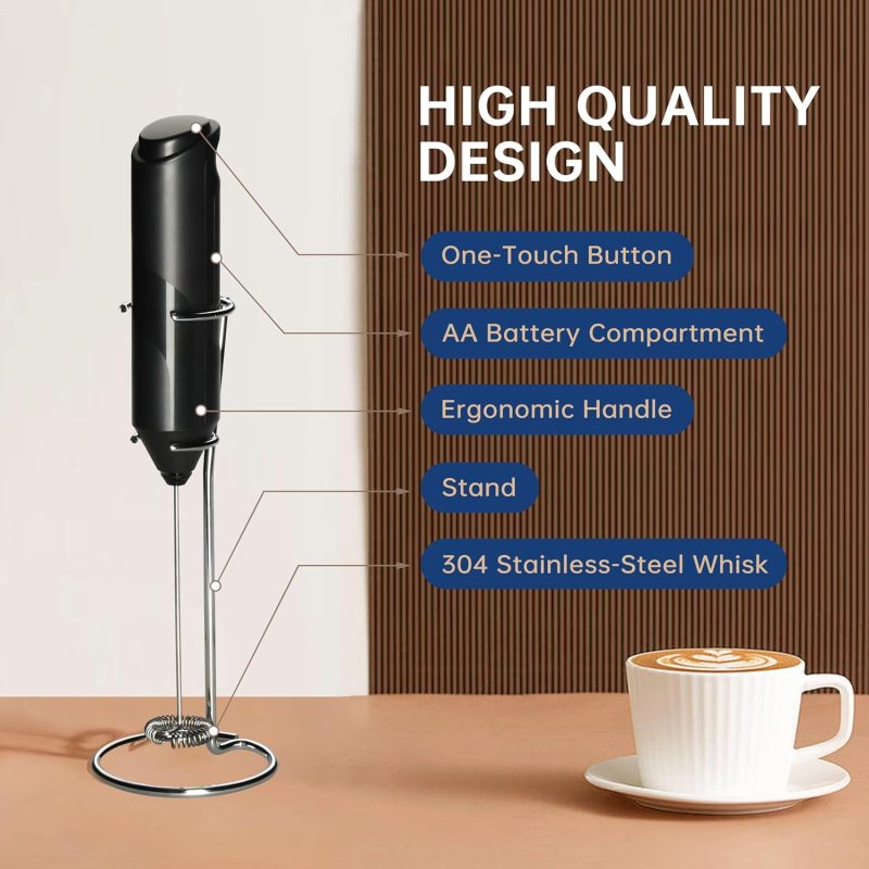 Yssoa Electric Milk Frother Handheld With Stainless Steel Stand Battery Operated Whisk Drink Mixer For Coffee - Image 5