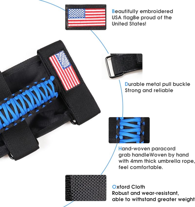 Handles Grab Roll Bar Grab Handles Grip Handle For Jeep Wrangler Accessories Tj Jk Jl Gladiator Jt Utv Atv - Upgrade Metal Buckle - Image 2